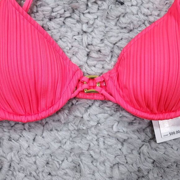 Becca By Rebecca Virtue Moon Ridge Underwire Swim Bikini Top Size Medium Pink - Picture 8 of 8